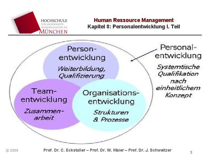 Human Ressource Management Kapitel 8: Personalentwicklung I. Teil © 2009 Prof. Dr. C. Eckstaller