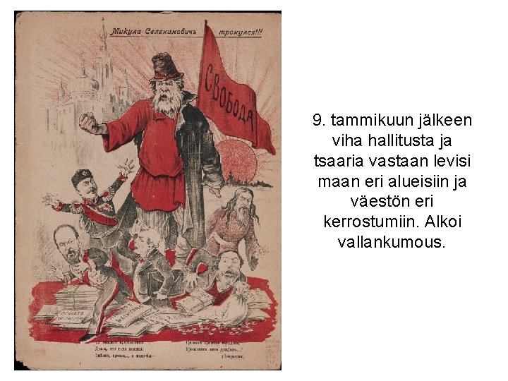 9. tammikuun jälkeen viha hallitusta ja tsaaria vastaan levisi maan eri alueisiin ja väestön