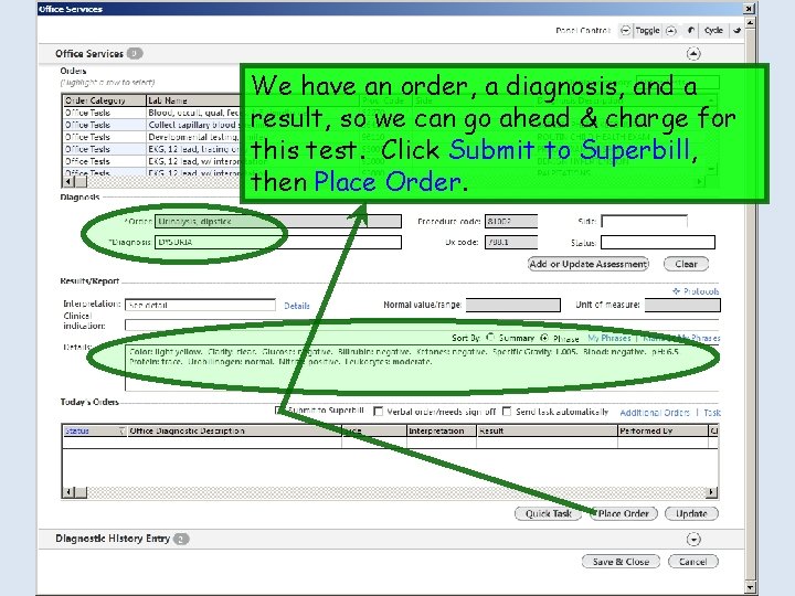 We have an order, a diagnosis, and a result, so we can go ahead