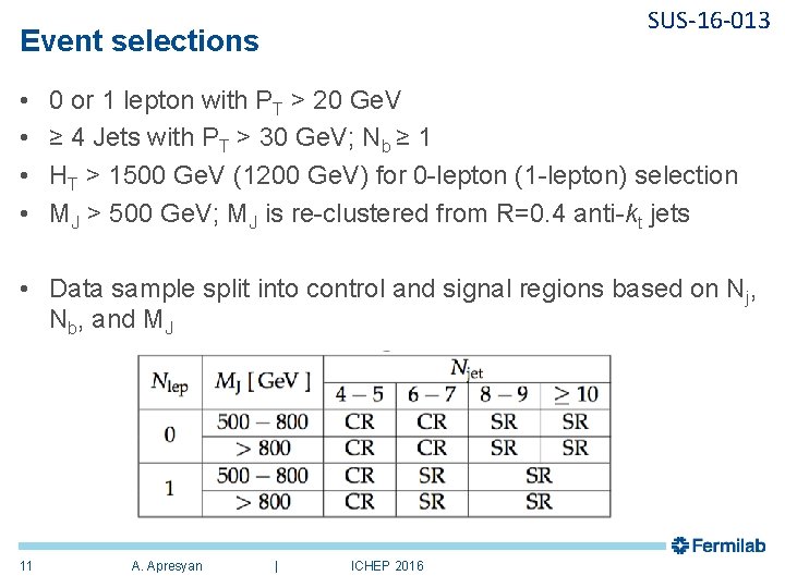 SUS-16 -013 Event selections • • 0 or 1 lepton with PT > 20 SUS-16 -013 Event selections • • 0 or 1 lepton with PT > 20