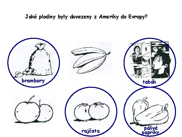 Jaké plodiny byly dovezeny z Ameriky do Evropy? brambory tabák rajčata pálivé papriky 