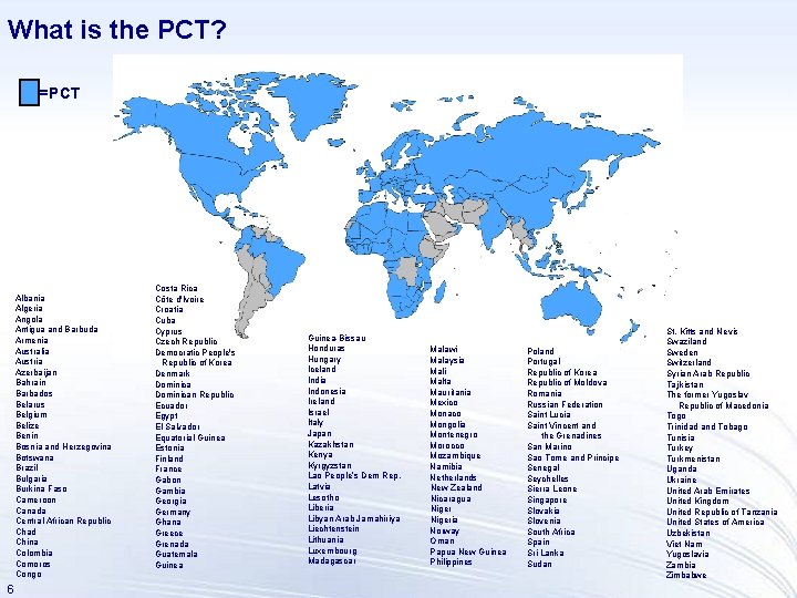 What is the PCT? =PCT Albania Algeria Angola Antigua and Barbuda Armenia Australia Austria