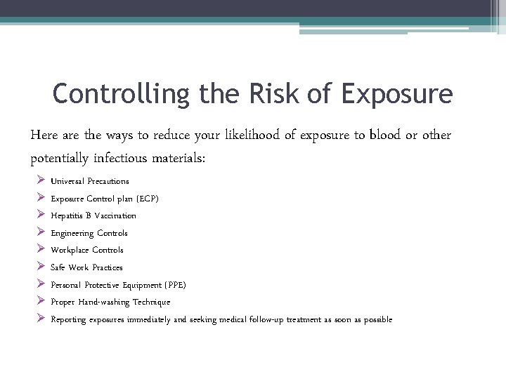 Bloodborne Pathogens Training University of MichiganFlint Environment ...