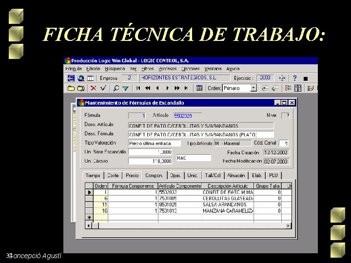 FICHA TÉCNICA DE TRABAJO: 34 Concepció Agustí 