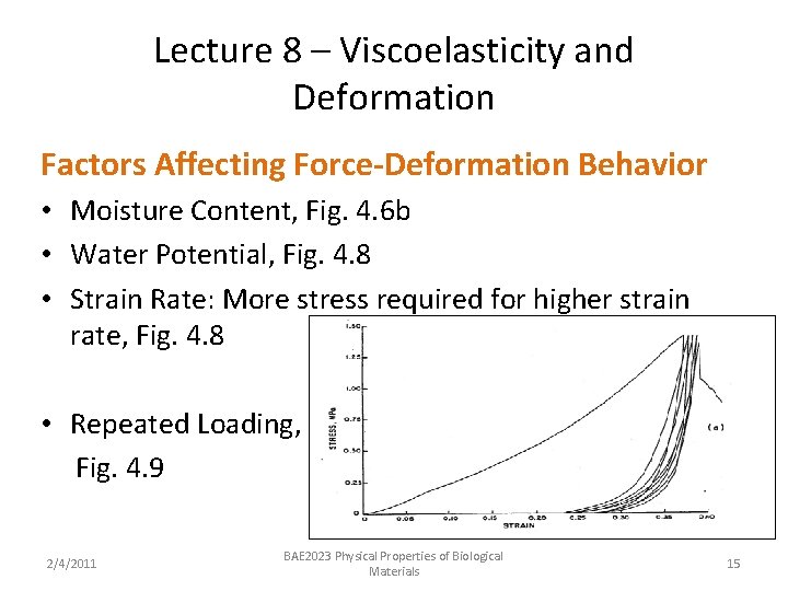 Lecture 8 – Viscoelasticity and Deformation Factors Affecting Force-Deformation Behavior • Moisture Content, Fig.
