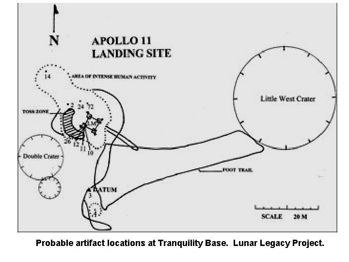 Probable artifact locations at Tranquility Base. Lunar Legacy Project. 