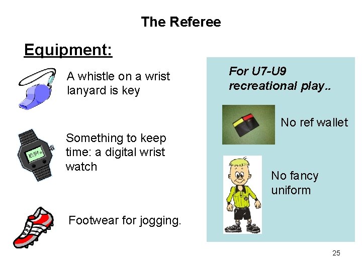 The Referee Equipment: A whistle on a wrist lanyard is key For U 7 The Referee Equipment: A whistle on a wrist lanyard is key For U 7