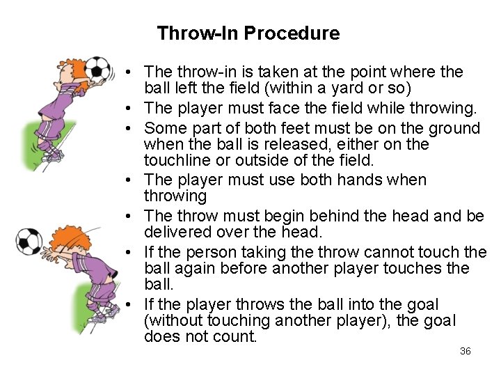 Throw-In Procedure • The throw-in is taken at the point where the ball left Throw-In Procedure • The throw-in is taken at the point where the ball left