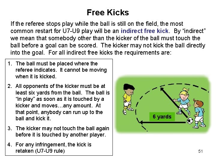 Free Kicks If the referee stops play while the ball is still on the Free Kicks If the referee stops play while the ball is still on the