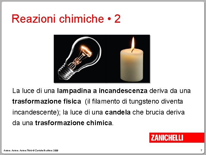 Reazioni chimiche • 2 La luce di una lampadina a incandescenza deriva da una