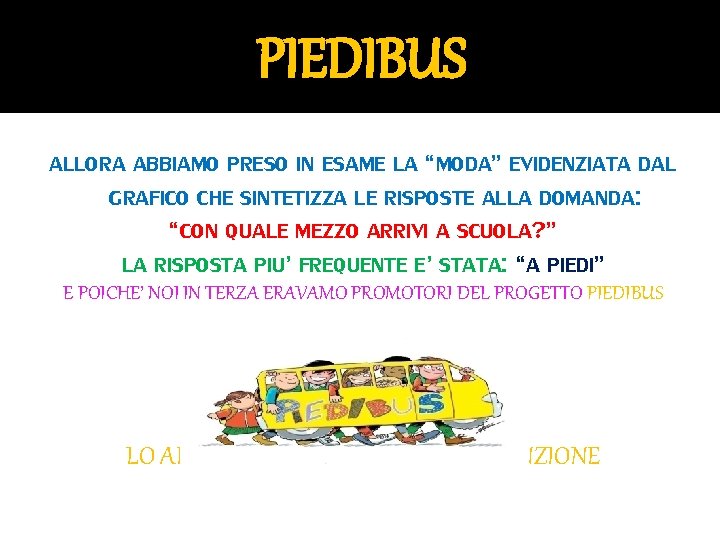 PIEDIBUS ALLORA ABBIAMO PRESO IN ESAME LA “MODA” EVIDENZIATA DAL GRAFICO CHE SINTETIZZA LE PIEDIBUS ALLORA ABBIAMO PRESO IN ESAME LA “MODA” EVIDENZIATA DAL GRAFICO CHE SINTETIZZA LE