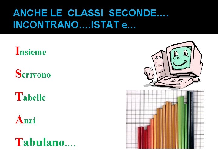 ANCHE LE CLASSI SECONDE…. INCONTRANO…. ISTAT e… Insieme Scrivono Tabelle Anzi Tabulano…. ANCHE LE CLASSI SECONDE…. INCONTRANO…. ISTAT e… Insieme Scrivono Tabelle Anzi Tabulano….