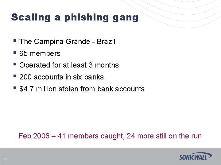 Scaling a phishing gang § The Campina Grande - Brazil § 65 members §