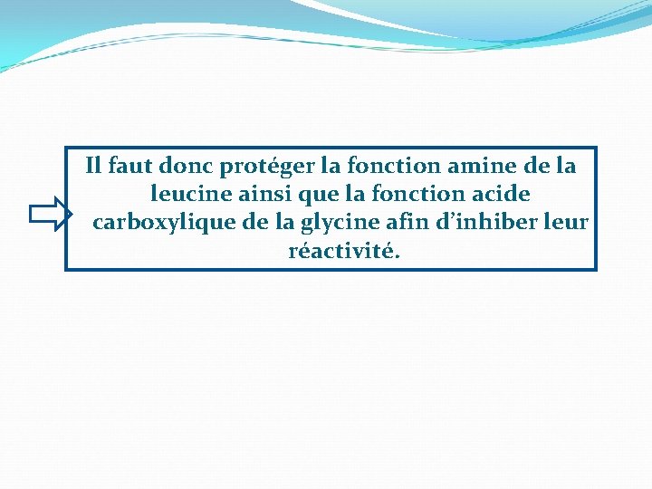 Il faut donc protéger la fonction amine de la leucine ainsi que la fonction