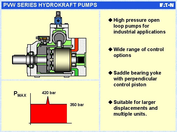 PVW SERIES HYDROKRAFT PUMPS u High pressure open loop pumps for industrial applications u