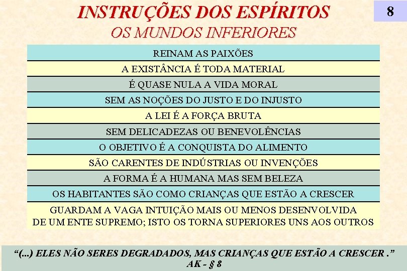 INSTRUÇÕES DOS ESPÍRITOS 8 OS MUNDOS INFERIORES REINAM AS PAIXÕES A EXIST NCIA É