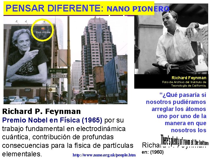 PENSAR DIFERENTE: NANO PIONERO Richard Feynman Foto de Archivo del Instituto de Tecnología de