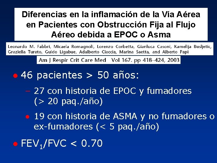 Diferencias en la inflamación de la Vía Aérea en Pacientes con Obstrucción Fija al