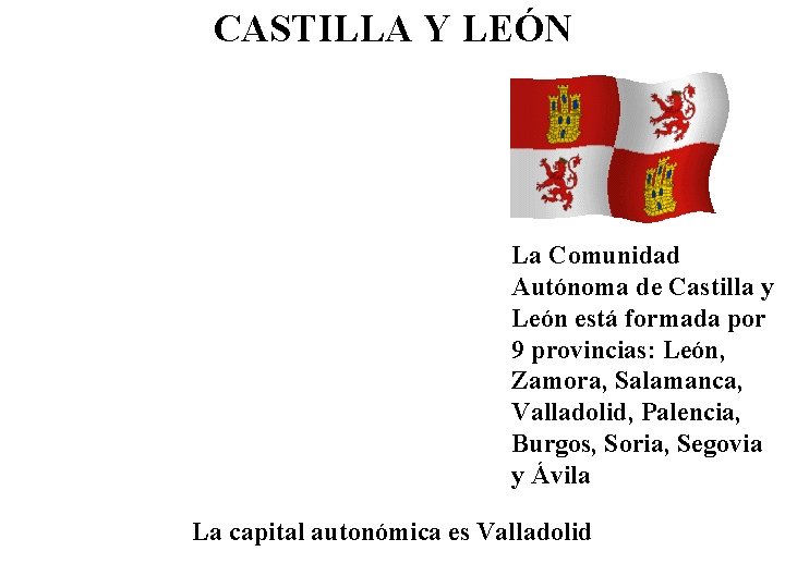 CASTILLA Y LEÓN La Comunidad Autónoma de Castilla y León está formada por 9