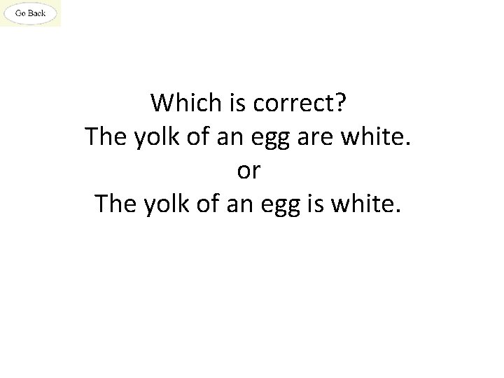 Which is correct? The yolk of an egg are white. or The yolk of