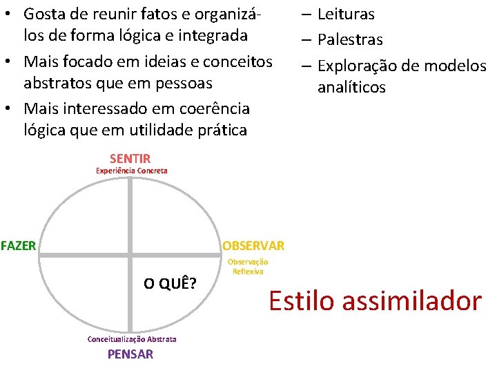  • Gosta de reunir fatos e organizálos de forma lógica e integrada •