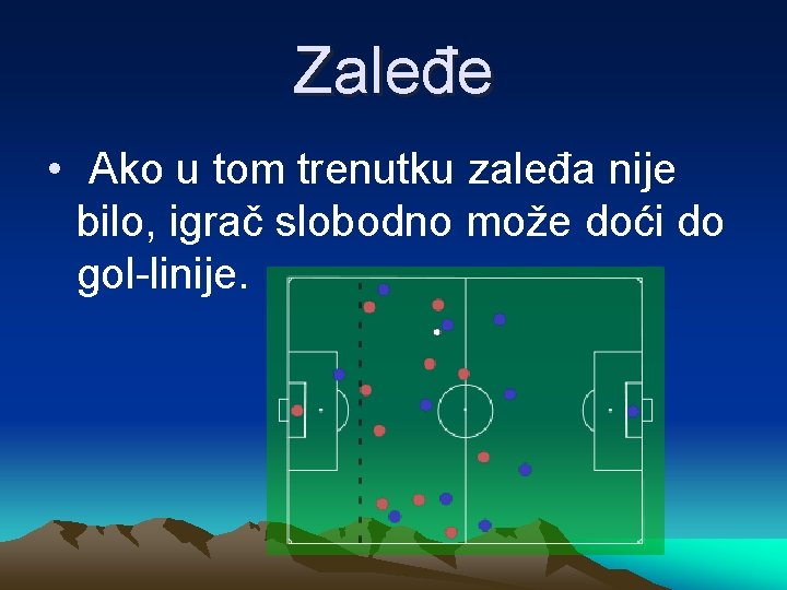 Zaleđe • Ako u tom trenutku zaleđa nije bilo, igrač slobodno može doći do