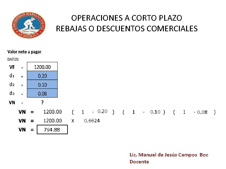 OPERACIONES A CORTO PLAZO REBAJAS O DESCUENTOS COMERCIALES 0. 20 0. 10 0. 08