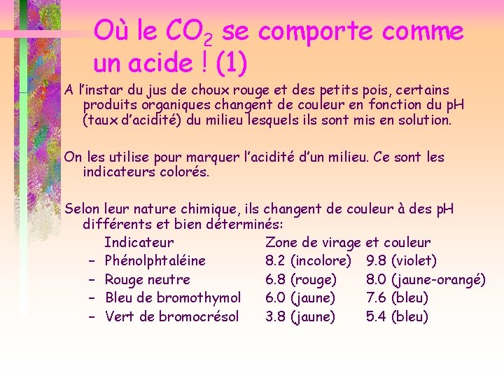 Où le CO 2 se comporte comme un acide ! (1) A l’instar du