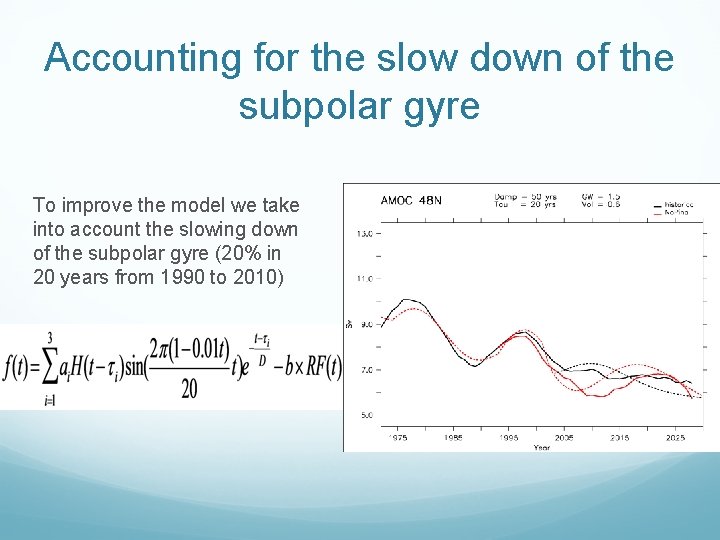 Accounting for the slow down of the subpolar gyre To improve the model we