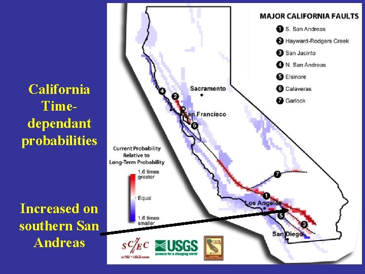 California Timedependant probabilities Increased on southern San Andreas 