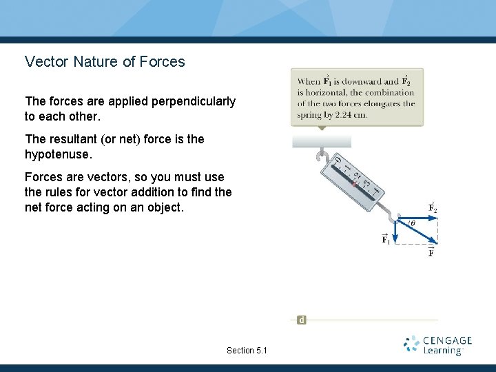 Vector Nature of Forces The forces are applied perpendicularly to each other. The resultant