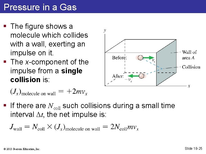 Pressure in a Gas § The figure shows a molecule which collides with a