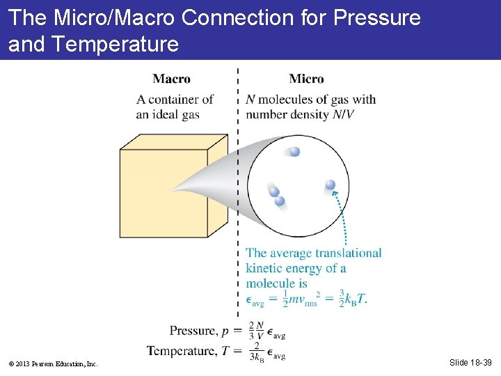 The Micro/Macro Connection for Pressure and Temperature © 2013 Pearson Education, Inc. Slide 18