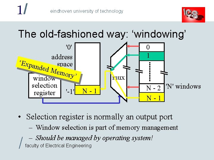 1/ eindhoven university of technology The old-fashioned way: ‘windowing’ '0' address ‘Expa nded space