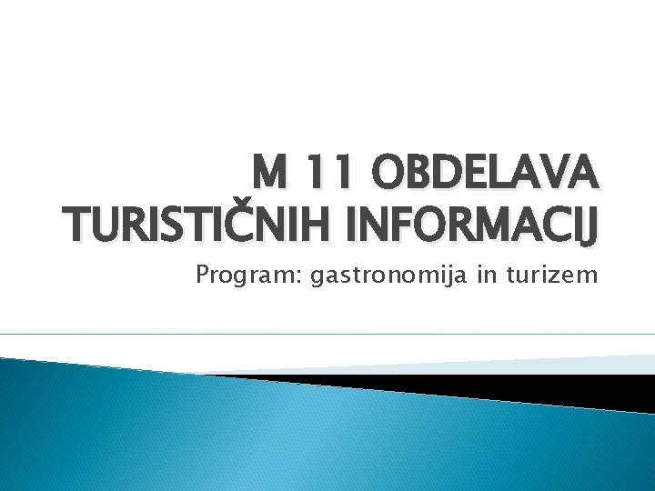 M 11 OBDELAVA TURISTIČNIH INFORMACIJ Program: gastronomija in turizem 