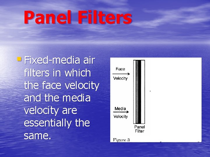 Panel Filters § Fixed-media air filters in which the face velocity and the media Panel Filters § Fixed-media air filters in which the face velocity and the media