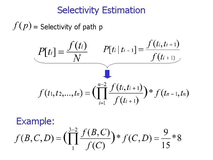 Selectivity Estimation = Selectivity of path p Example: 