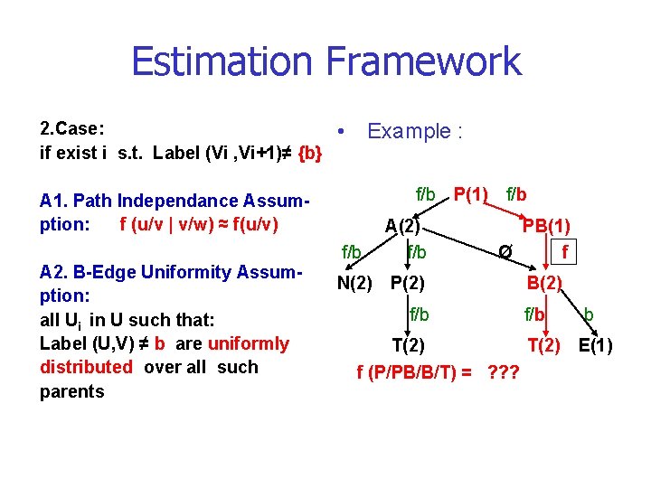 Estimation Framework 2. Case: if exist i s. t. Label (Vi , Vi+1)≠ {b}