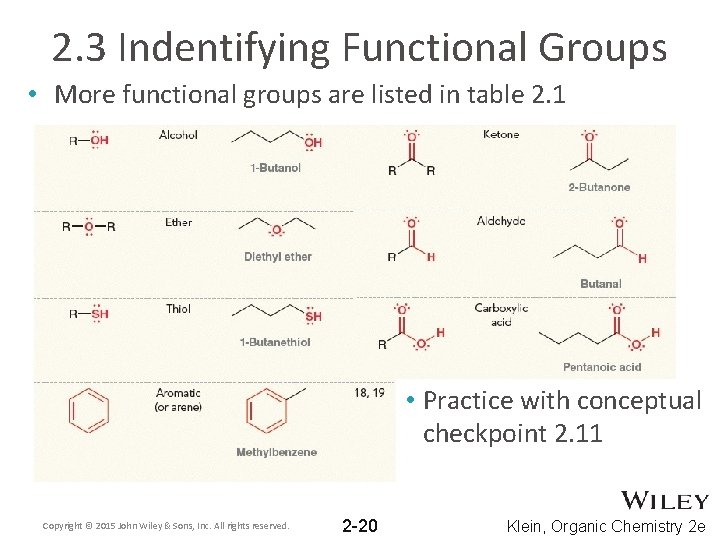 2. 3 Indentifying Functional Groups • More functional groups are listed in table 2.