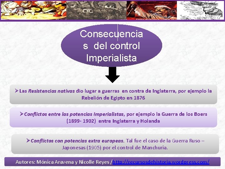 Consecuencia s del control Imperialista ØLas Resistencias nativas dio lugar a guerras en contra