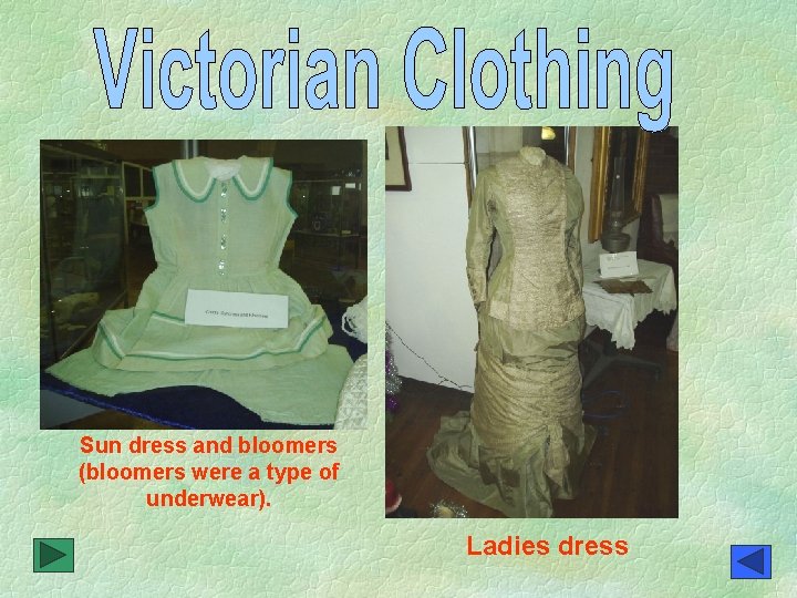Sun dress and bloomers (bloomers were a type of underwear). Ladies dress 
