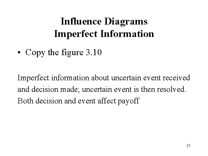 Influence Diagrams Imperfect Information • Copy the figure 3. 10 Imperfect information about uncertain