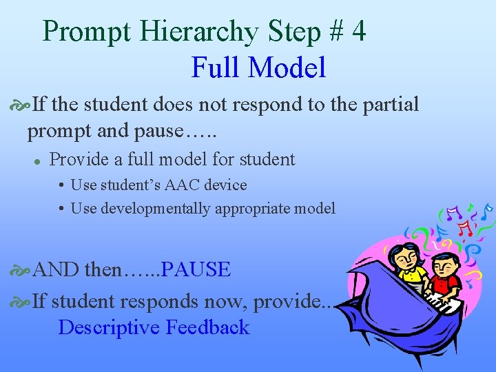 Prompt Hierarchy Step # 4 Full Model If the student does not respond to Prompt Hierarchy Step # 4 Full Model If the student does not respond to