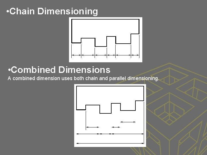  • Chain Dimensioning • Combined Dimensions A combined dimension uses both chain and