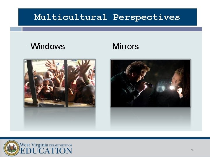 Multicultural Perspectives ¨ Windows ¨ Mirrors 19 