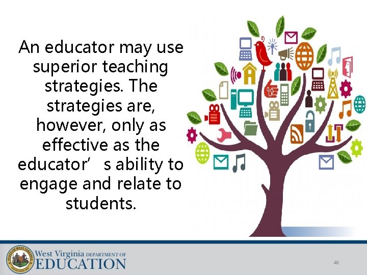 An educator may use superior teaching strategies. The strategies are, however, only as effective