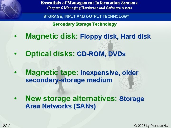 Essentials of Management Information Systems Chapter 6 Managing Hardware and Software Assets STORAGE, INPUT