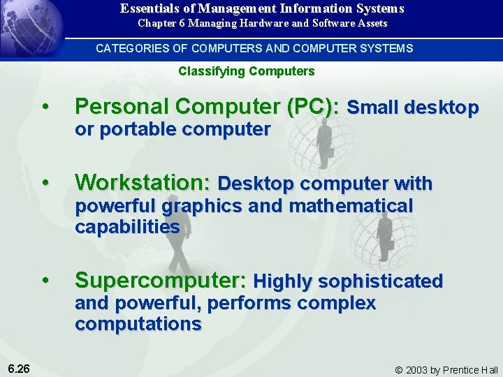 Essentials of Management Information Systems Chapter 6 Managing Hardware and Software Assets CATEGORIES OF