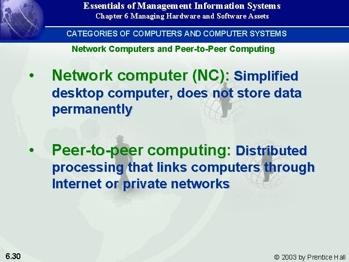 Essentials of Management Information Systems Chapter 6 Managing Hardware and Software Assets CATEGORIES OF