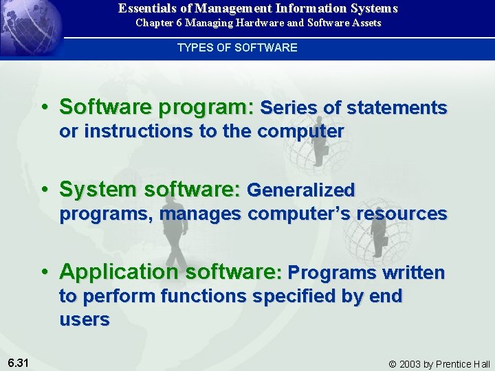 Essentials of Management Information Systems Chapter 6 Managing Hardware and Software Assets TYPES OF